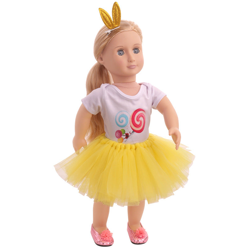 18 inch American Girl T-shirt and Skirt With Hairpin