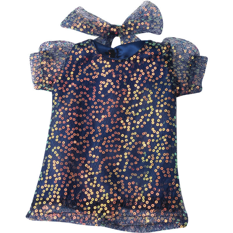 18 inch American Girl Sequined Mesh Princess Dress With Hair Band