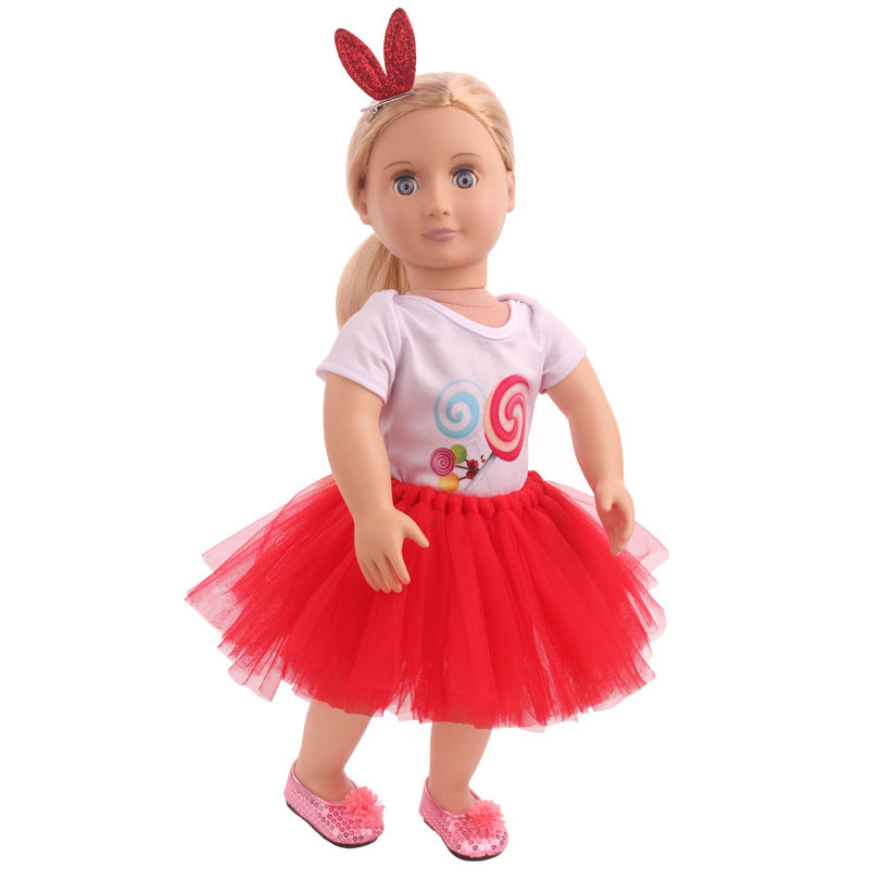 18 inch American Girl T-shirt and Skirt With Hairpin