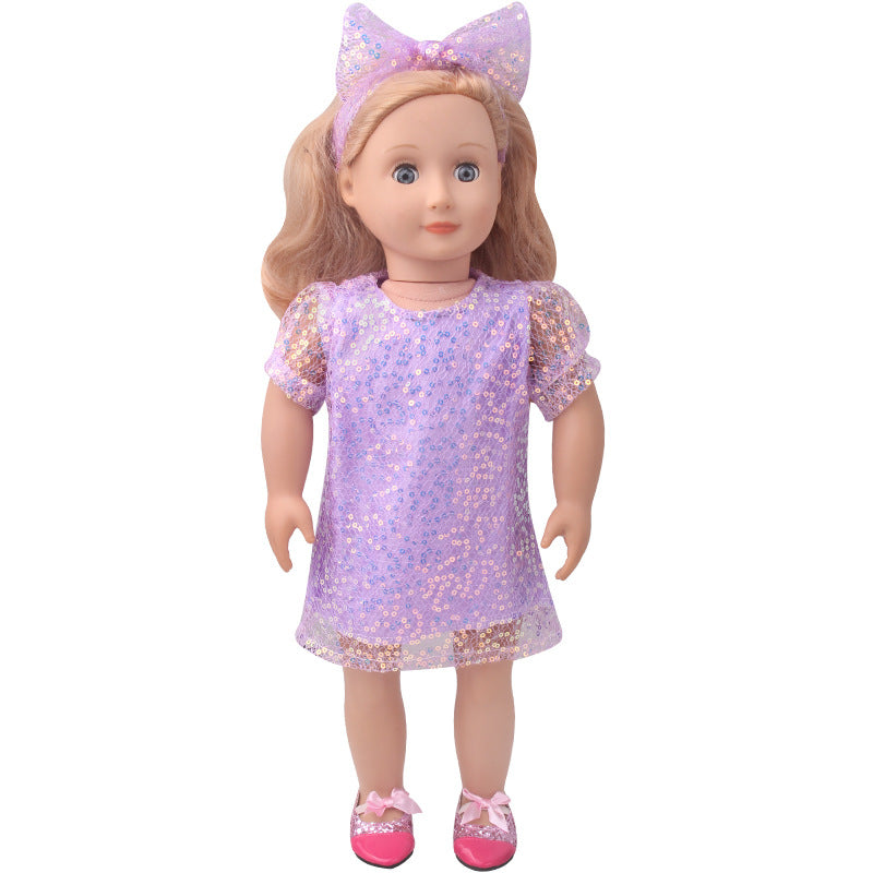 18 inch American Girl Sequined Mesh Princess Dress With Hair Band