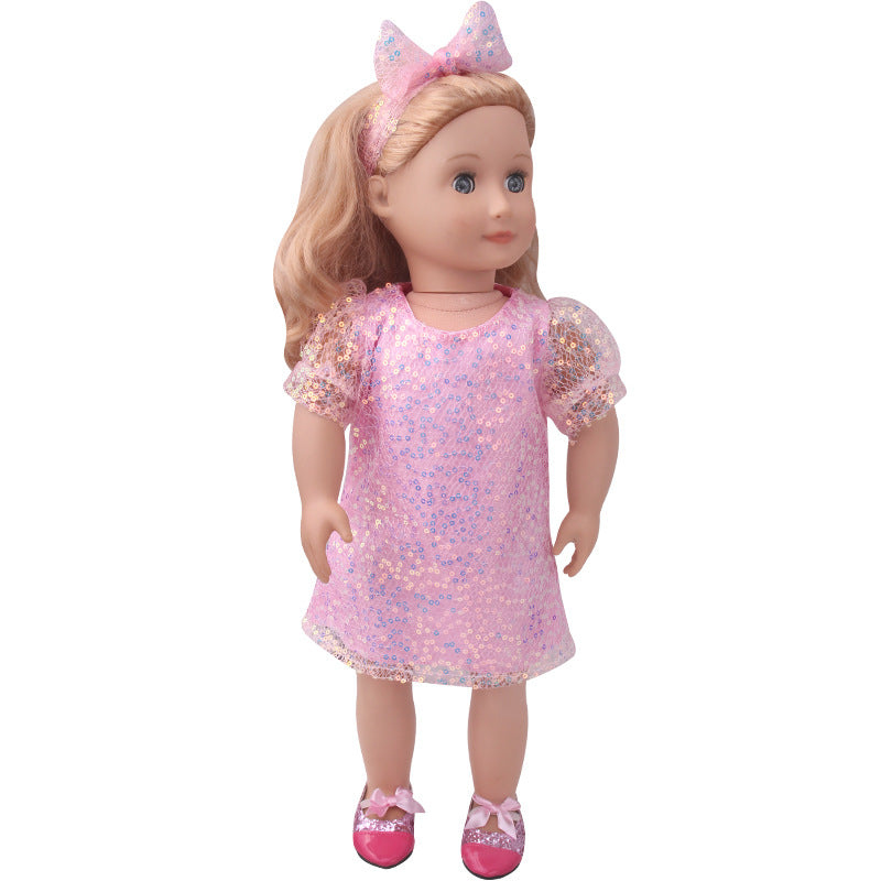 18 inch American Girl Sequined Mesh Princess Dress With Hair Band