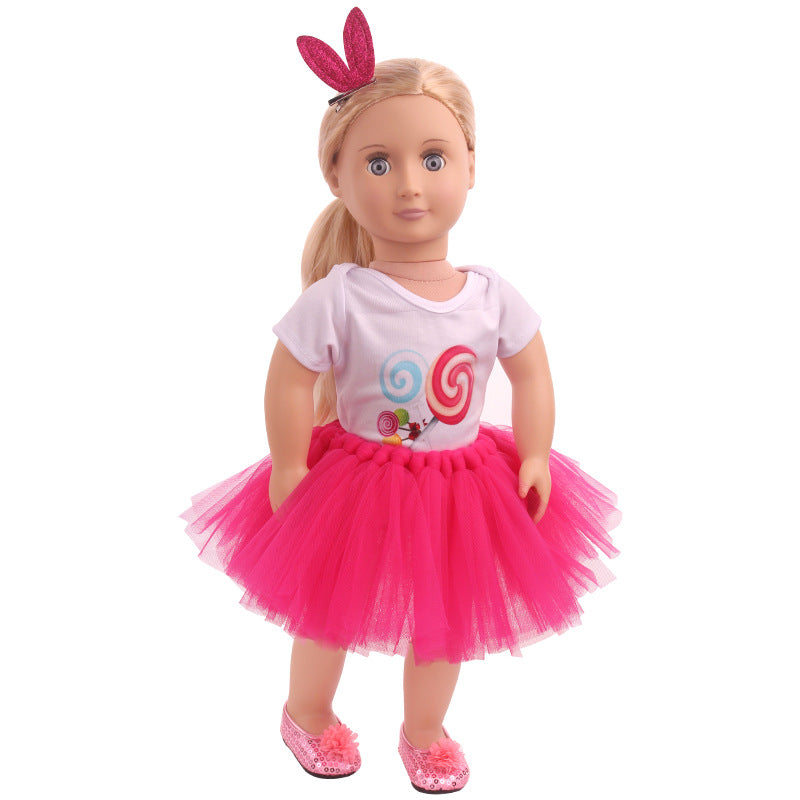 18 inch American Girl T-shirt and Skirt With Hairpin
