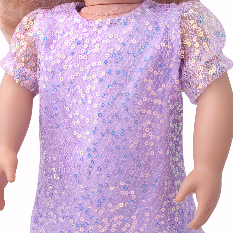18 inch American Girl Sequined Mesh Princess Dress With Hair Band