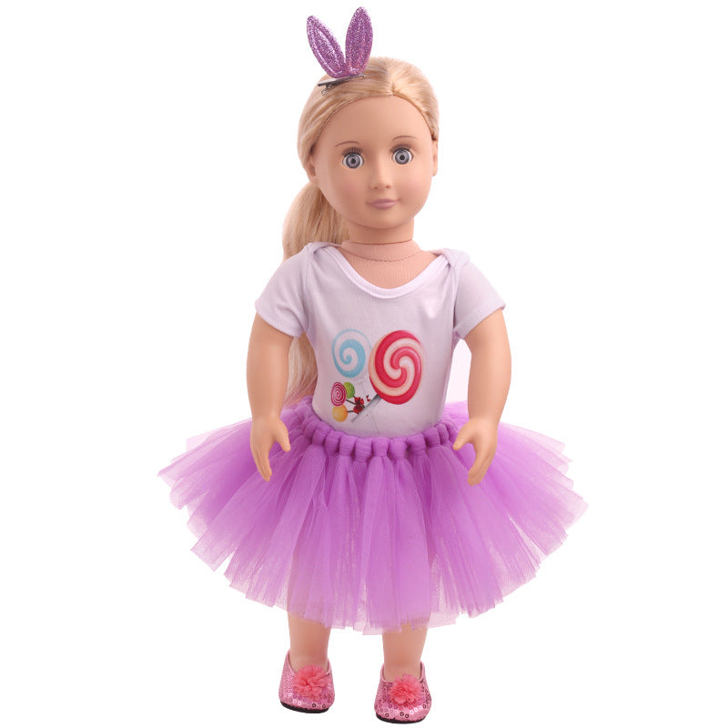 18 inch American Girl T-shirt and Skirt With Hairpin