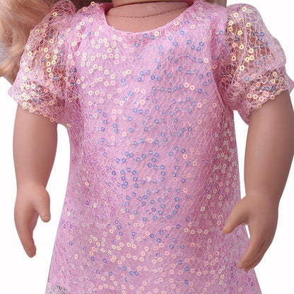18 inch American Girl Sequined Mesh Princess Dress With Hair Band